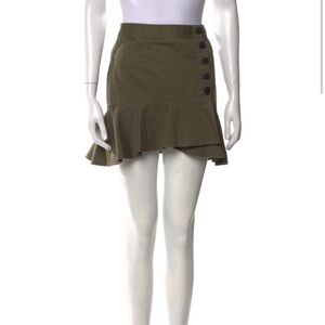 Veronica Beard Khaki Mini Skirt with Ruffle Hem